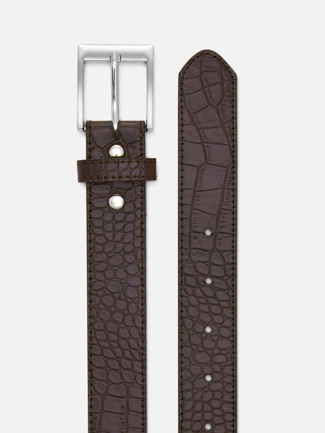 Crocodile Embossed Faux Leather Belt - Image 2