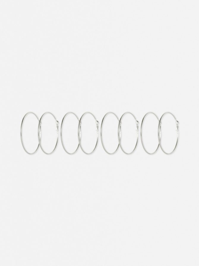 4-Pack Multi Size Tubular Hoop Earrings