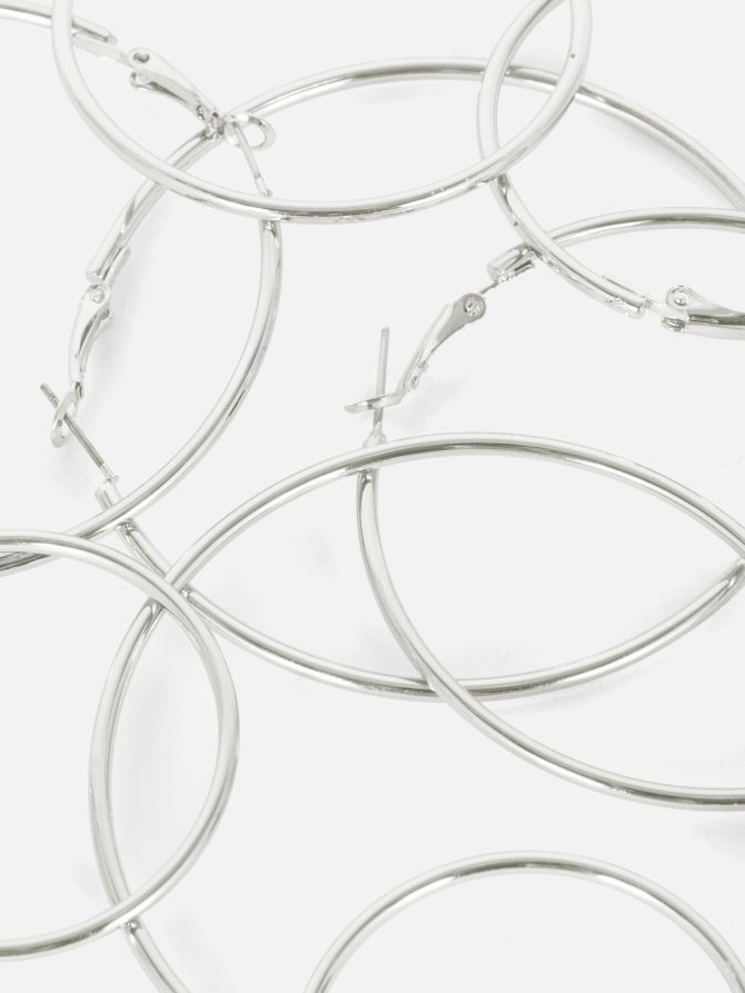 4-Pack Multi Size Tubular Hoop Earrings - Image 2