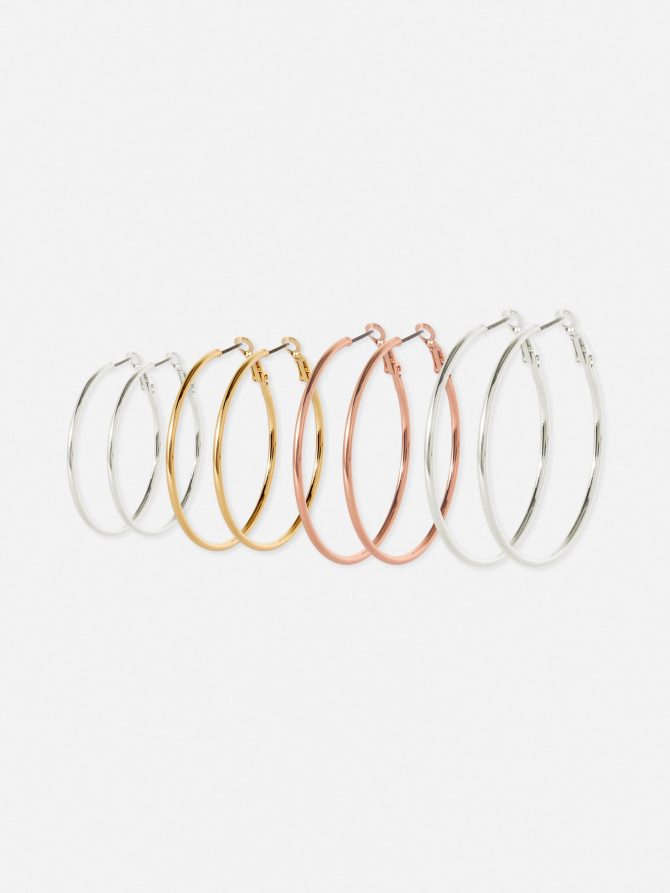 4-Pack Multi Size Tubular Hoop Earrings
