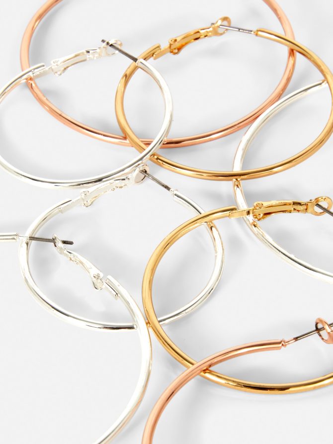 4-Pack Multi Size Tubular Hoop Earrings - Image 2