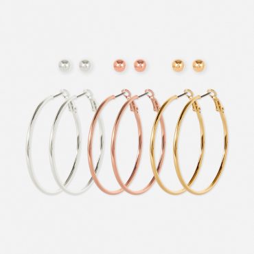 6-Pack Metallic Stud and Hoop Earrings