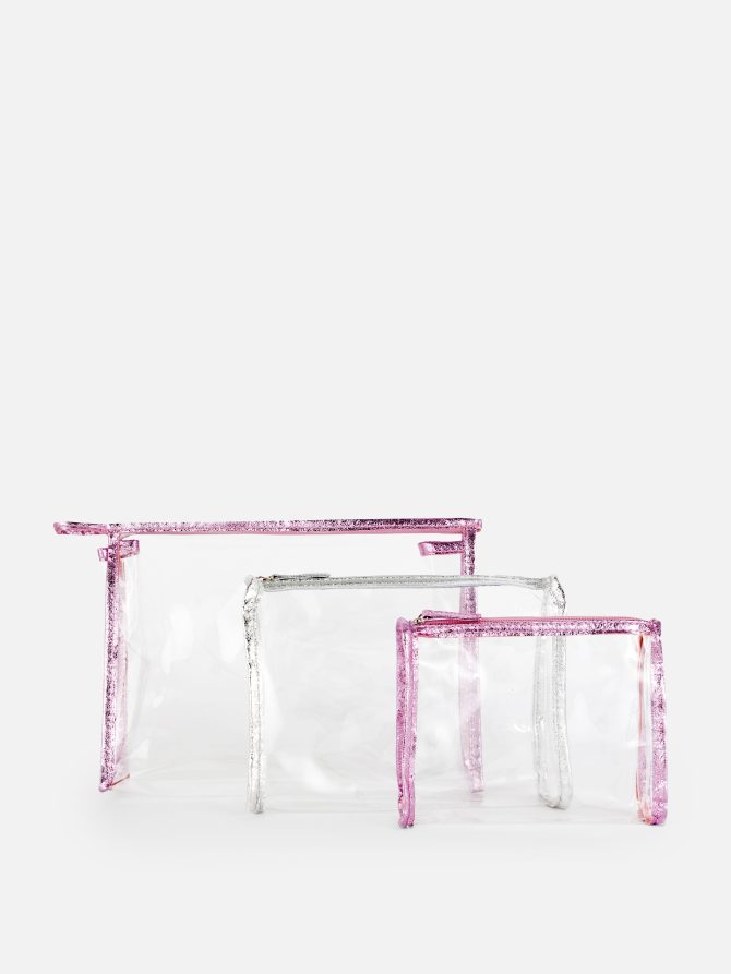 3-Pack Transparent Makeup Bags