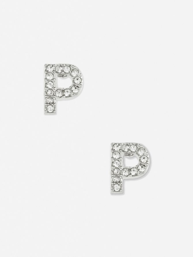 P Initial Stud Earrings