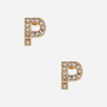 P Initial Stud Earrings