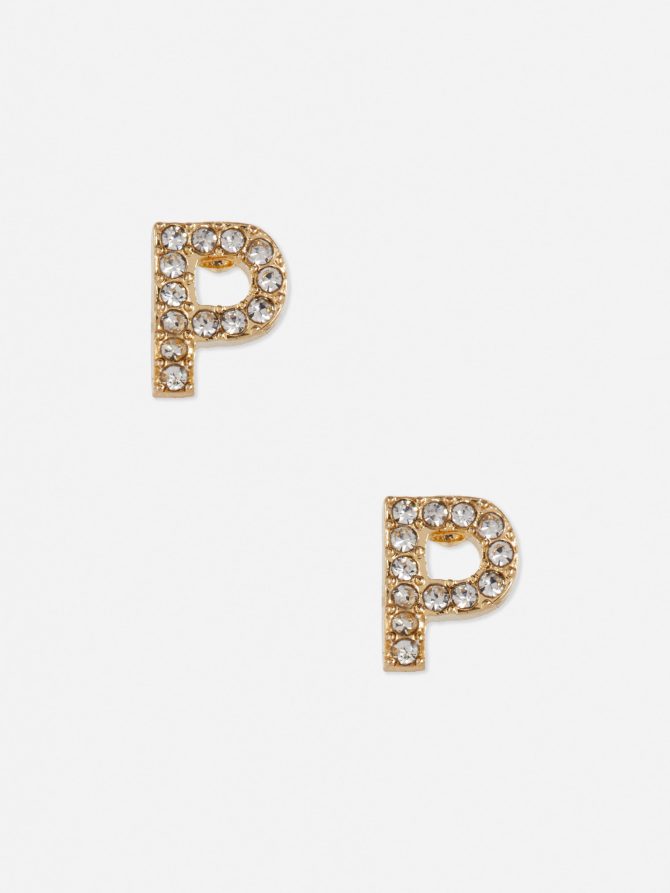 P Initial Stud Earrings