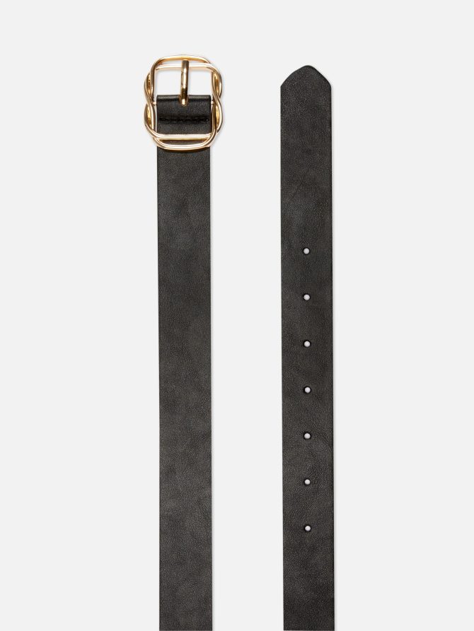 Faux Leather Twisted-Buckle Belt