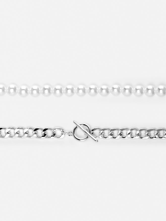 2-Pack Pearl & T-Bar Necklaces