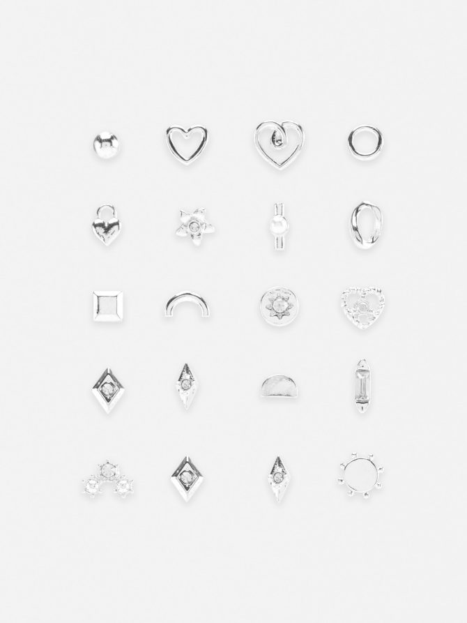 20-Pack Mixed Stud Earrings