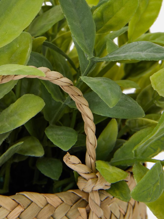 Faux Plants in Rattan Basket - Image 2