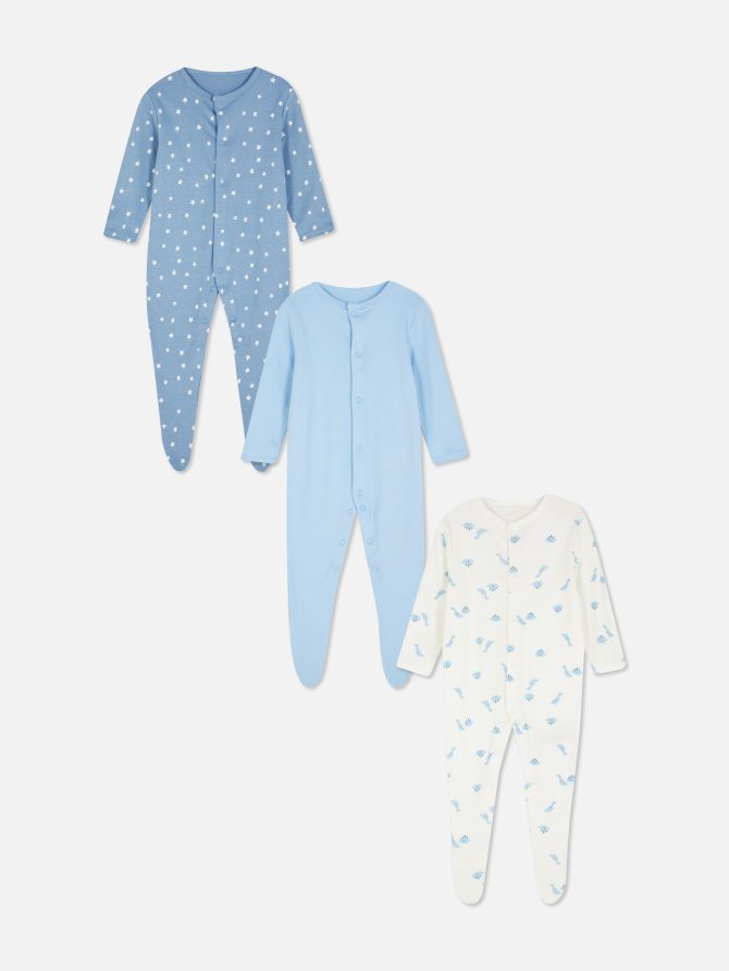 3-Pack Dinosaur & Star Print Sleepers