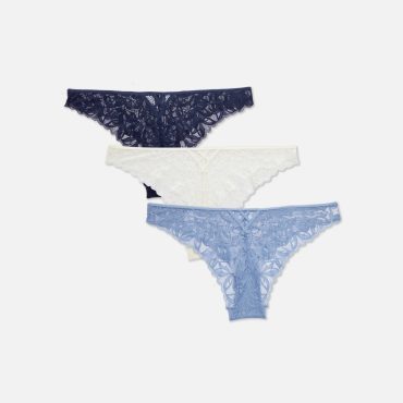 3-Pack Strap Detail Lace Brazilian Briefs