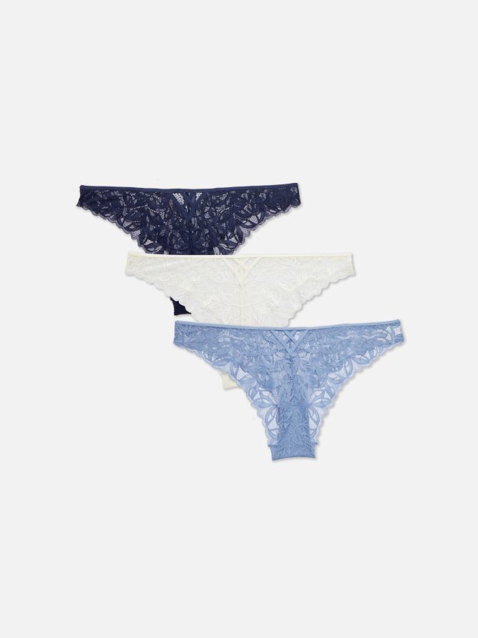 3-Pack Strap Detail Lace Brazilian Briefs
