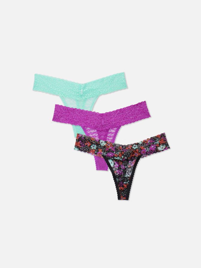 3-Pack Multi Lace Thongs
