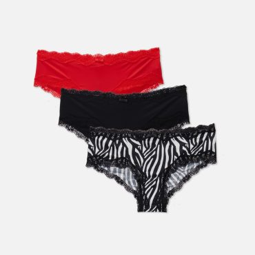 3-Pack Multi Lace Trim Hipster Briefs