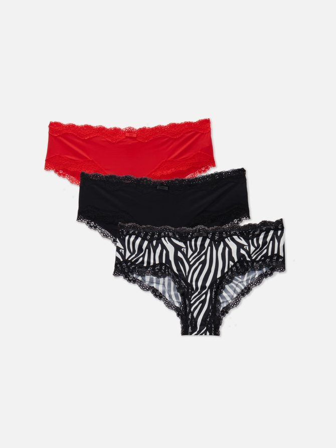 3-Pack Multi Lace Trim Hipster Briefs
