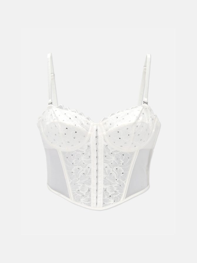 Rhinestone Covered Lace Bustier