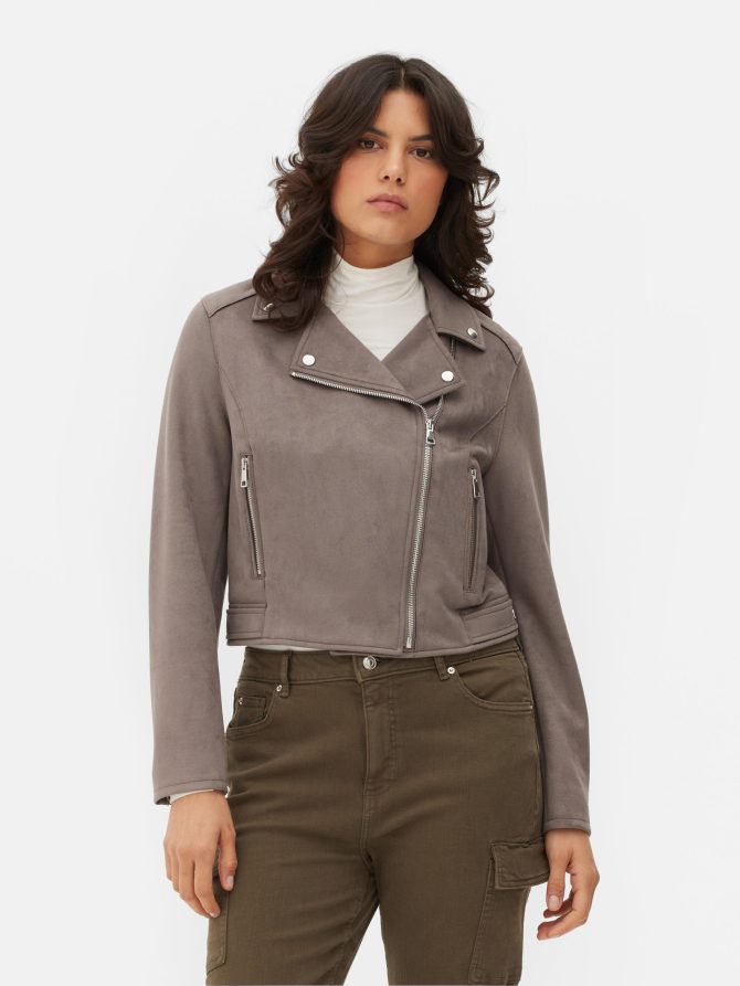 Faux Suede Biker Jacket - Image 2