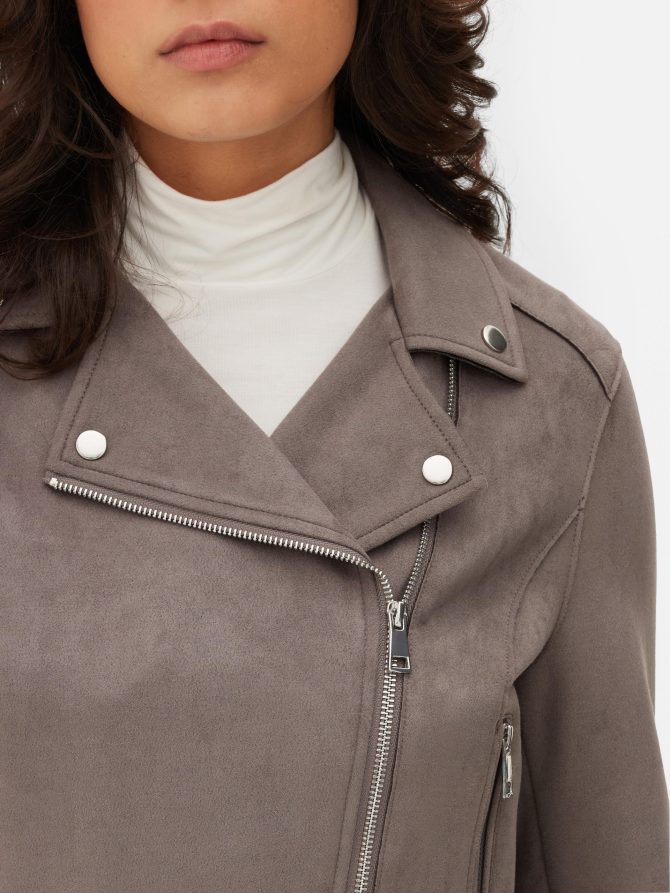 Faux Suede Biker Jacket - Image 3