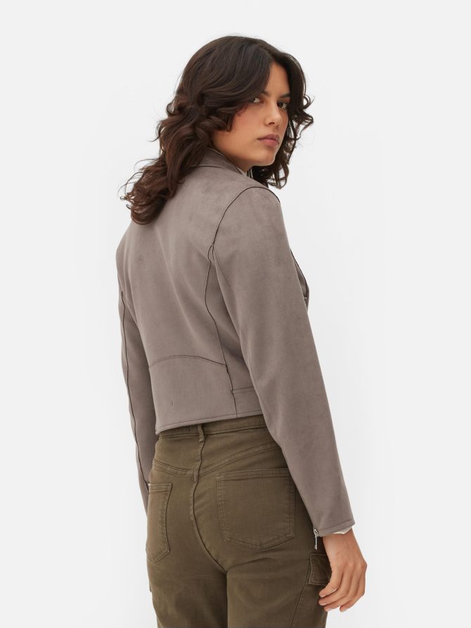 Faux Suede Biker Jacket - Image 4