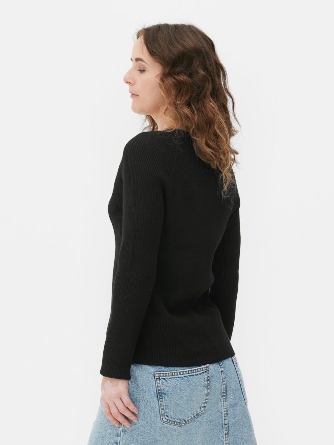 Ribbed V-Neck Cardigan - Image 4