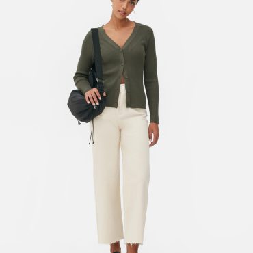 Ribbed V-neck Cardigan