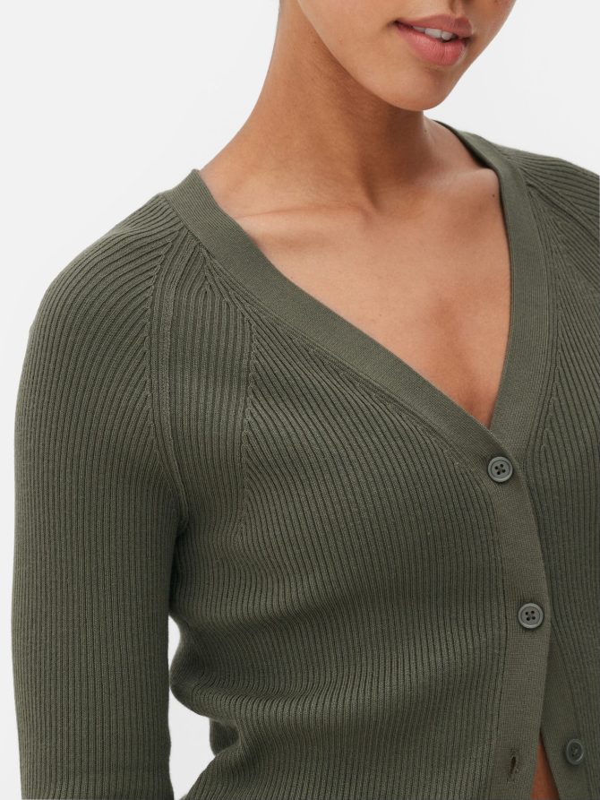 Ribbed V-neck Cardigan - Image 3