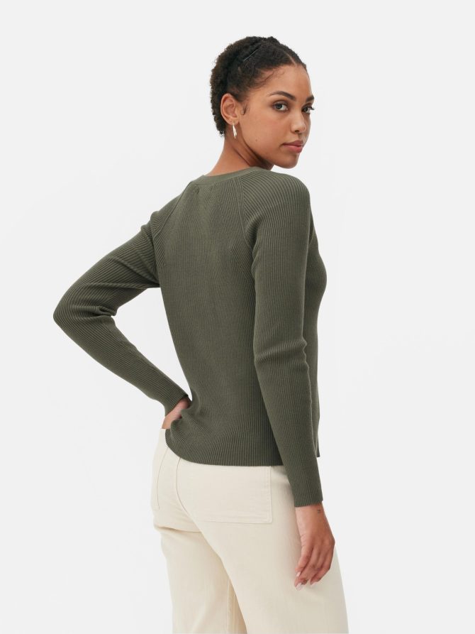 Ribbed V-neck Cardigan - Image 4