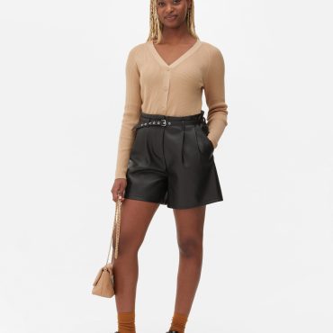 Ribbed V-neck Cardigan