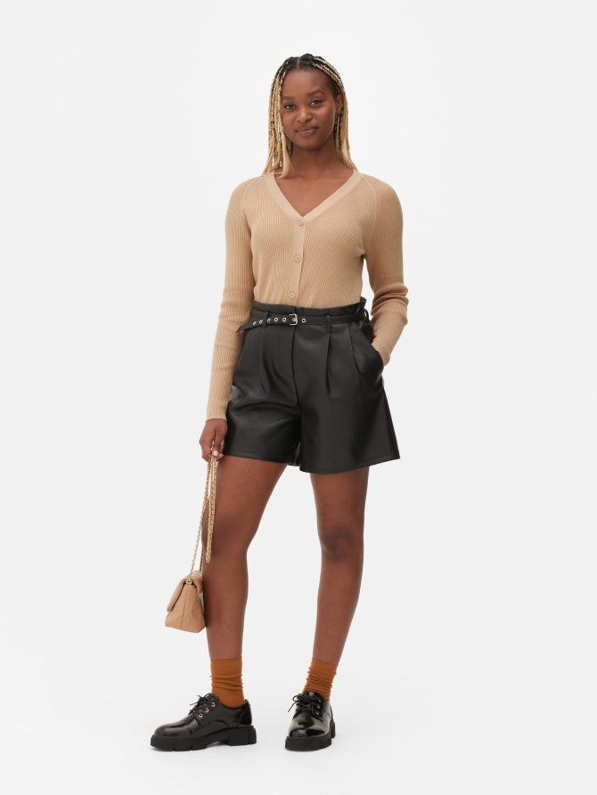 Ribbed V-neck Cardigan