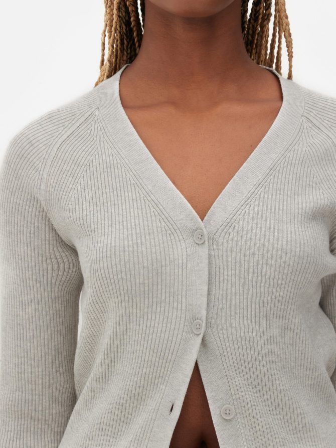 Ribbed V-neck Cardigan - Image 3