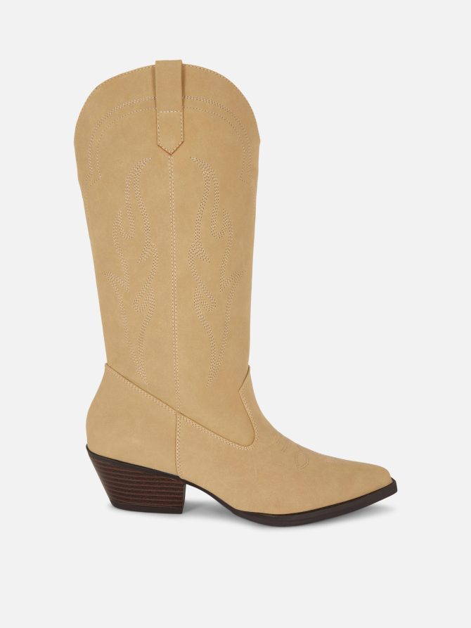 Faux Leather Cowboy Boots