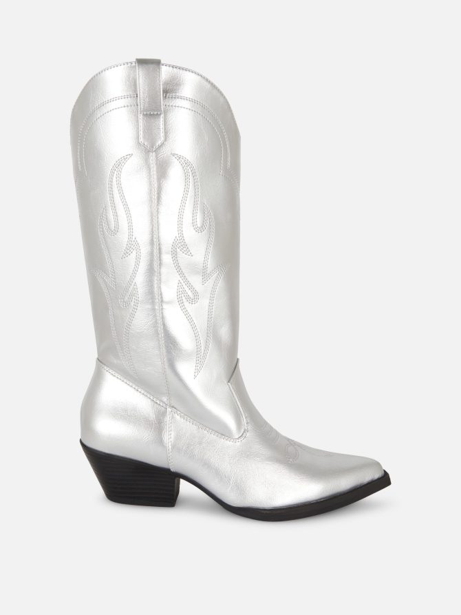 Faux Leather Cowboy Boots