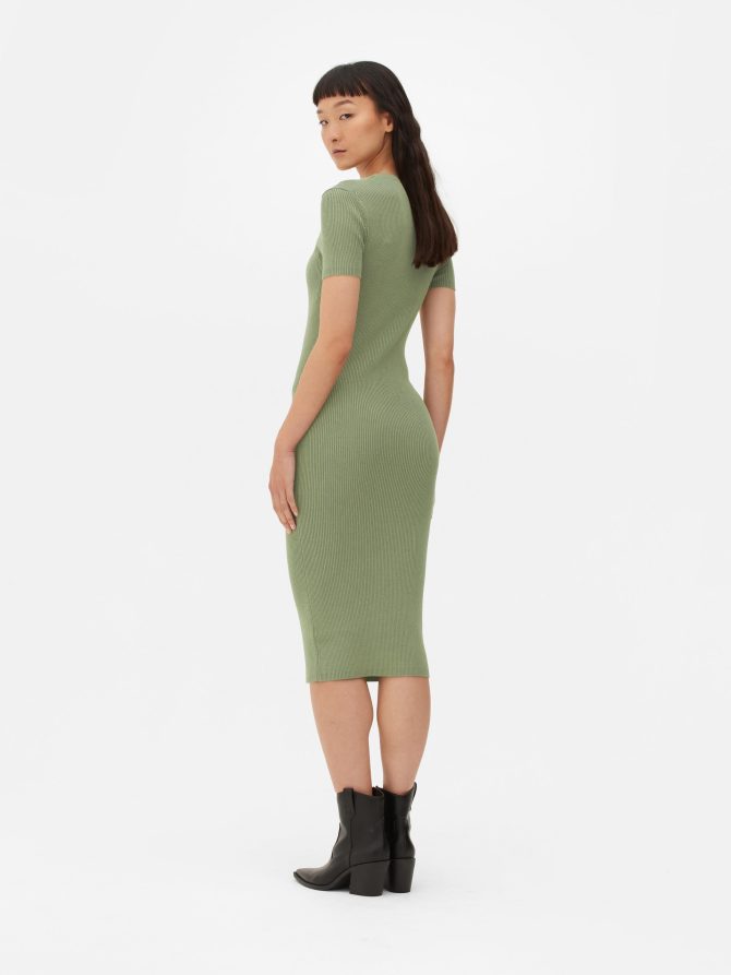 Ribbed Short Sleeve Knit Midi Dress - Image 4