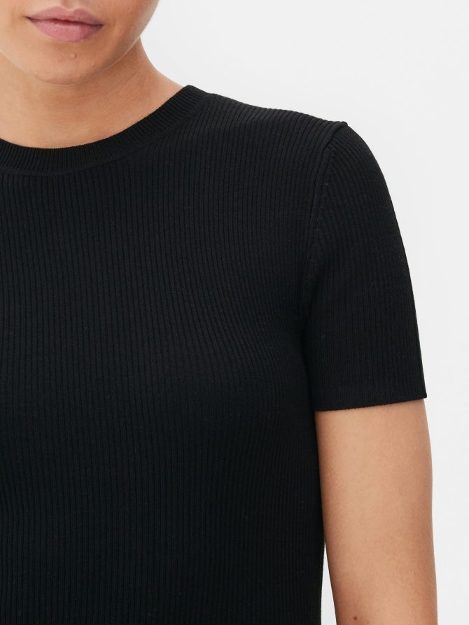 Ribbed Short Sleeve Knit Midi Dress - Image 3