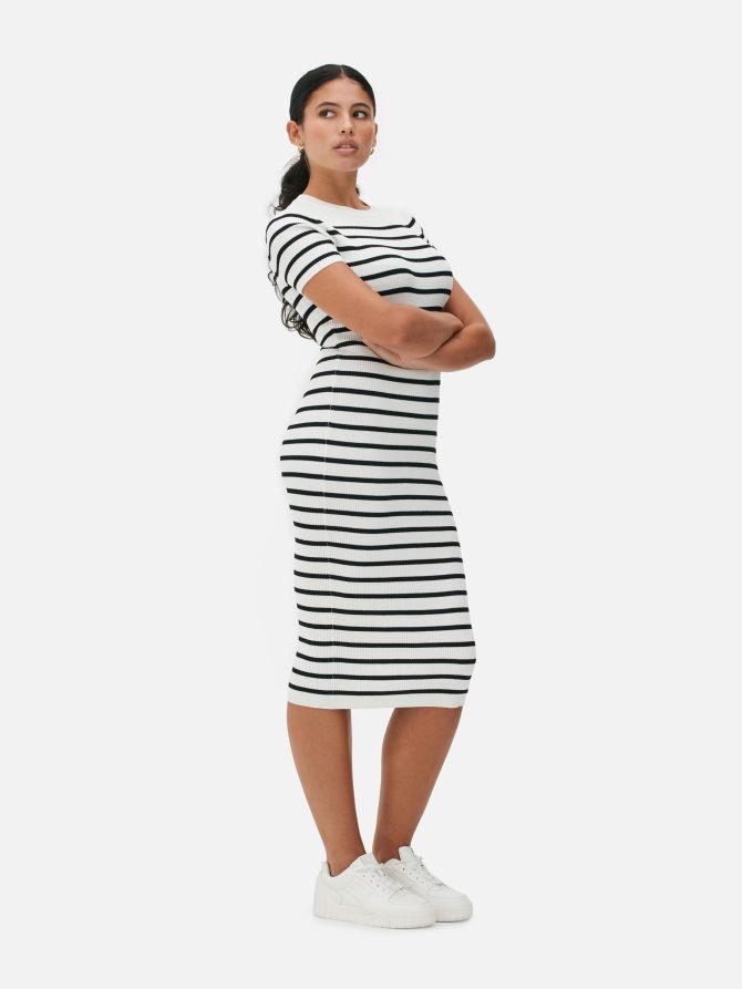 Ribbed Short Sleeve Knit Midi Dress - Image 2