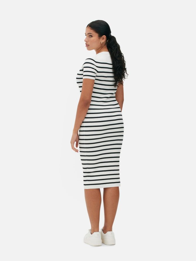 Ribbed Short Sleeve Knit Midi Dress - Image 4