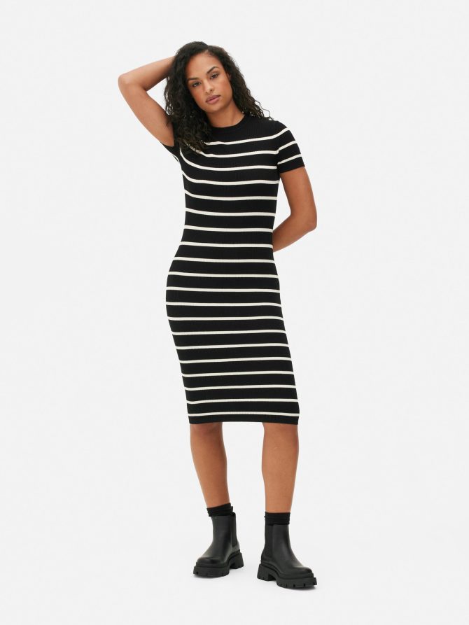 Ribbed Short Sleeve Knit Midi Dress - Image 2