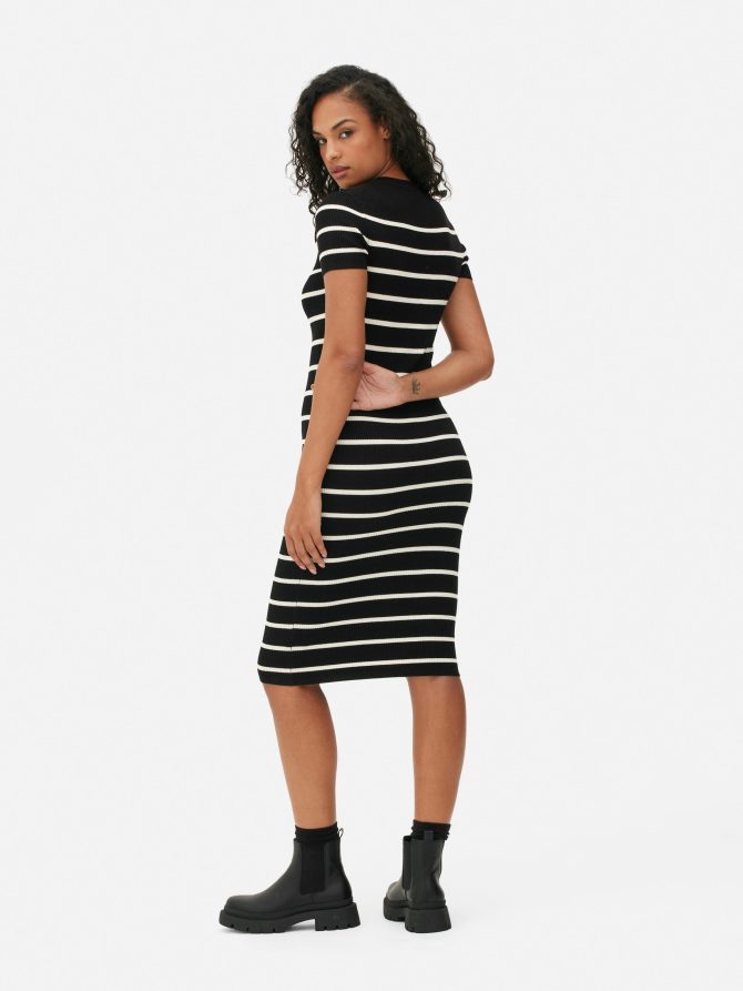 Ribbed Short Sleeve Knit Midi Dress - Image 4