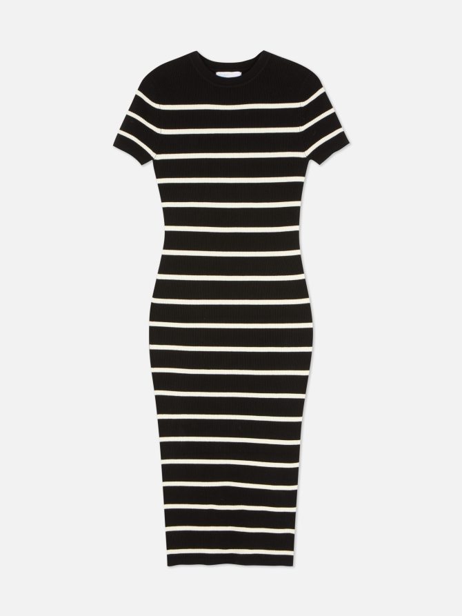 Ribbed Short Sleeve Knit Midi Dress - Image 5