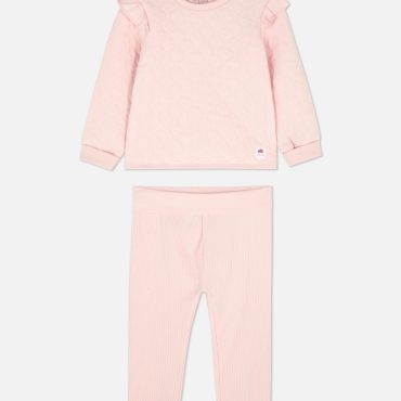 Textured Sweatshirt and Leggings Lounge Set