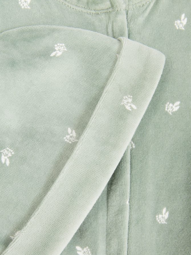 Velour Floral Sleeper & Hat Set - Image 3