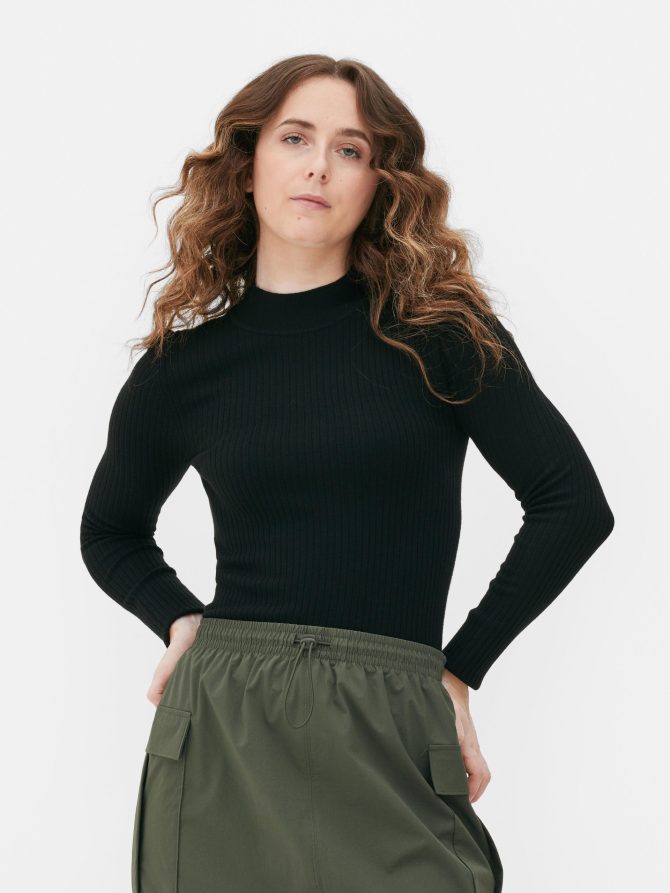 Ribbed Mock Neck Sweater - Image 2