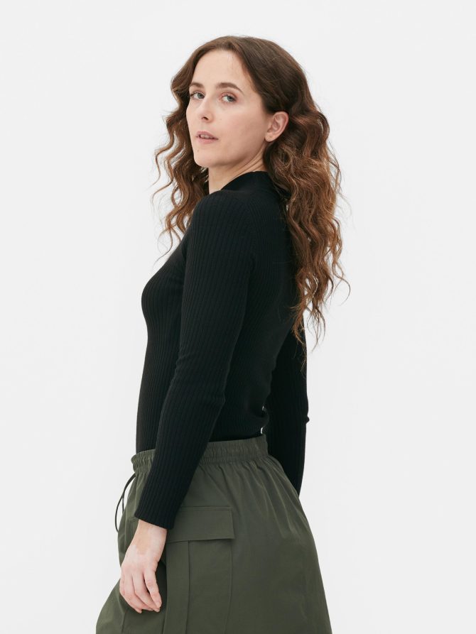Ribbed Mock Neck Sweater - Image 4