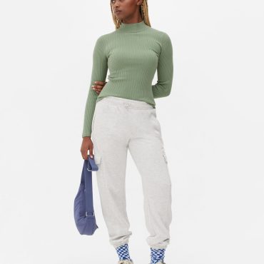 Ribbed High Neck Top