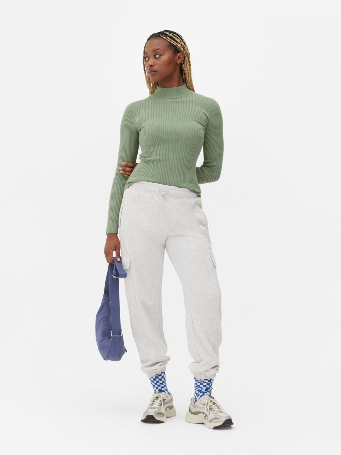 Ribbed High Neck Top