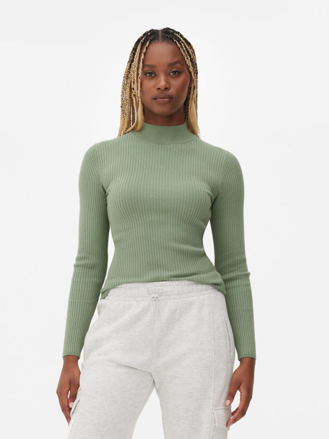 Ribbed High Neck Top - Image 2