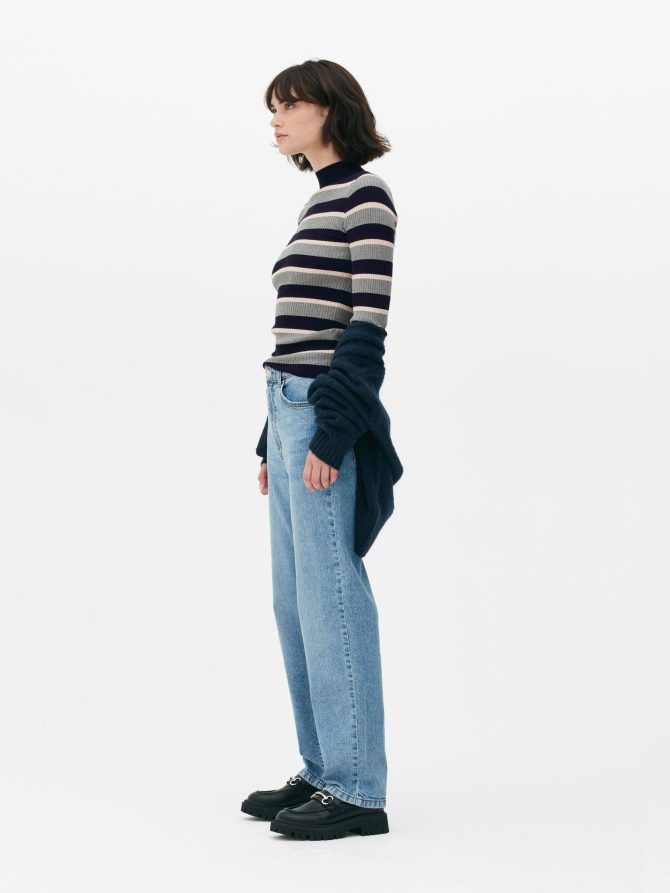Ribbed High Neck Top