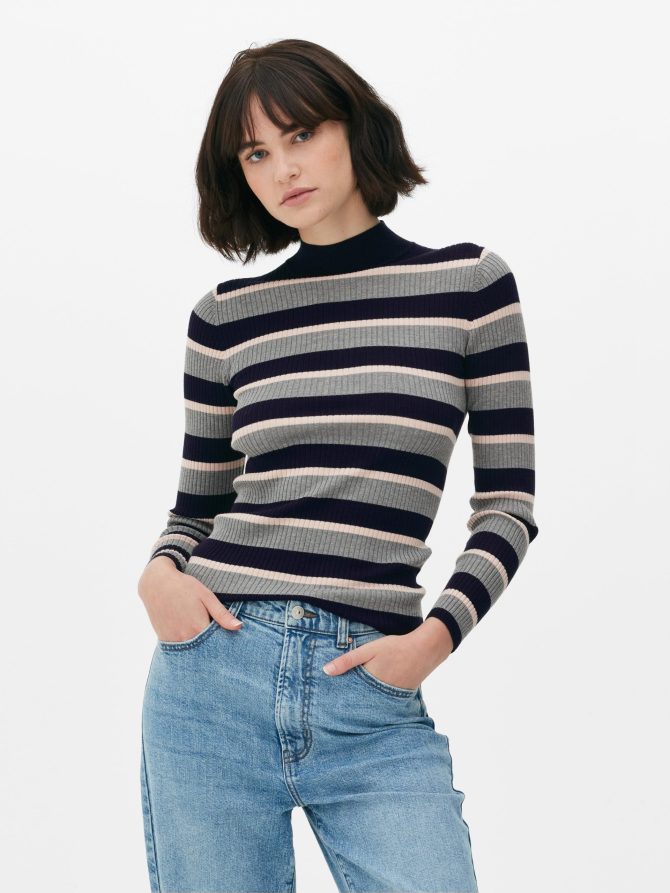 Ribbed High Neck Top - Image 2