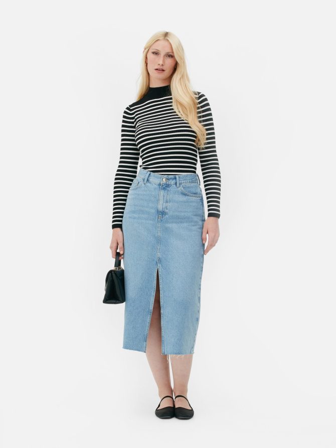 Ribbed High Neck Top